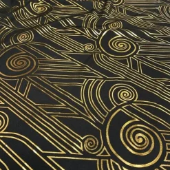 Luxor (Metallic Print) Table Linen in Black and Gold