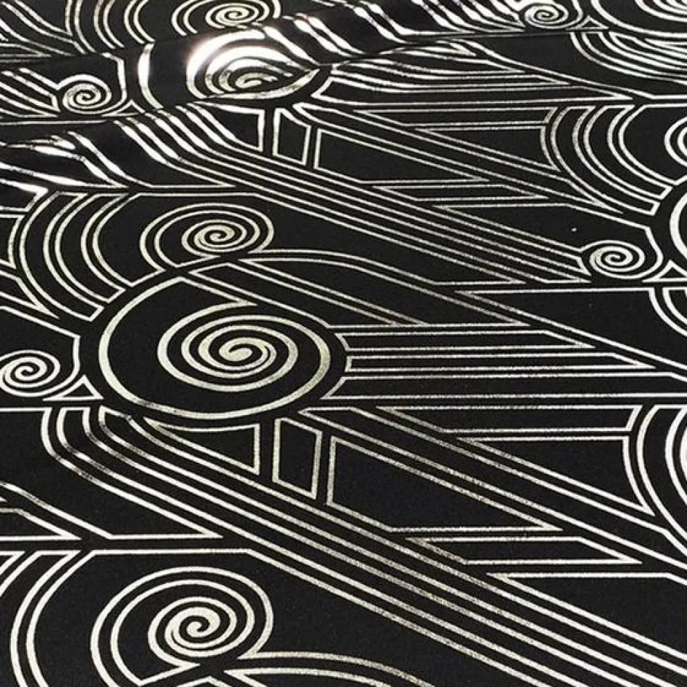 Luxor (Metallic Print) Table Runner in Black and Silver