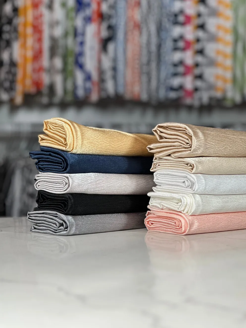 Luxury Satin Table Linen in Navy