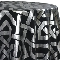 Majestic (Metallic Print) Table Linen in Black and Silver