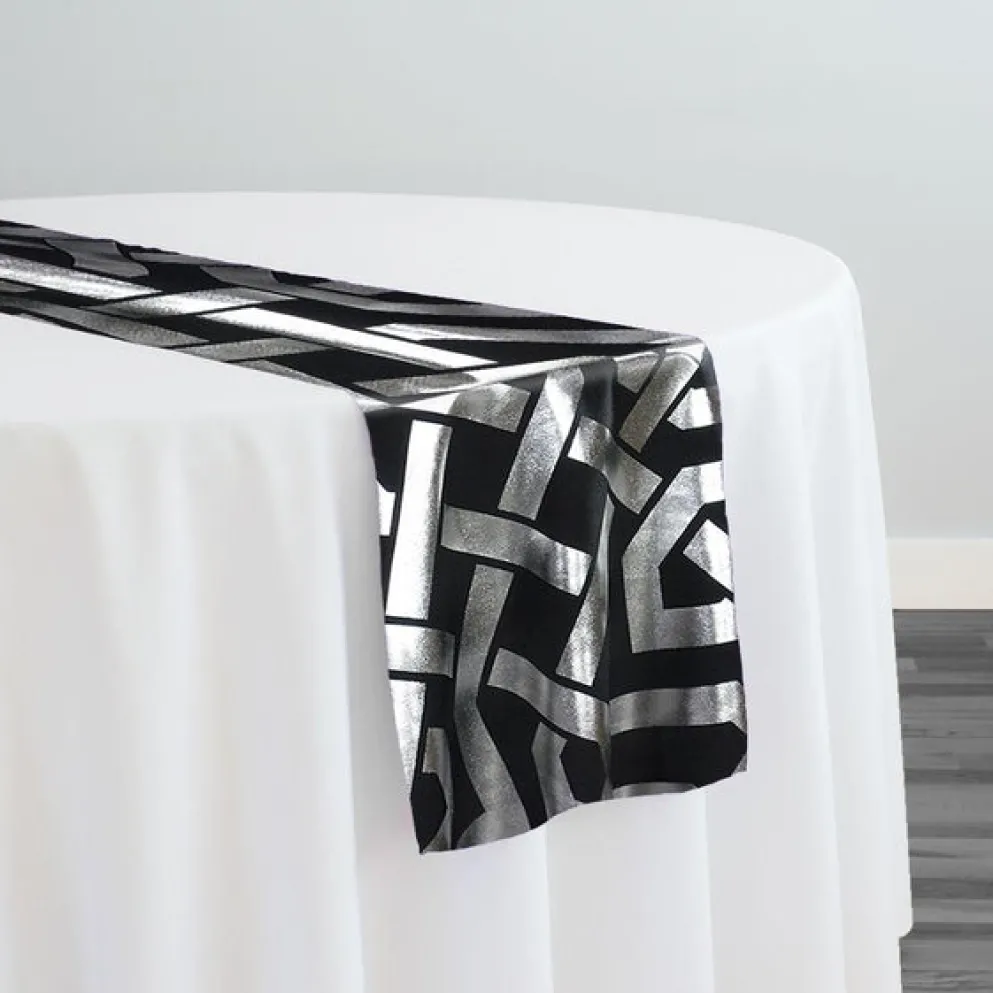 Majestic (Metallic Print) Table Runner in Black and Silver