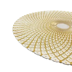 Mandala - Glass Charger Plate in Gold / White (Item # 0230)