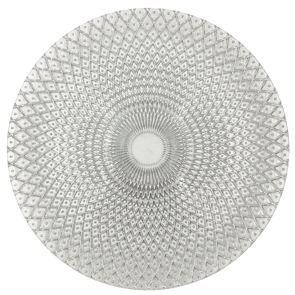 Mandala - Glass Charger Plate in Silver (Item # 0230)