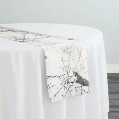 Marble Jacquard Table Runner in Silver