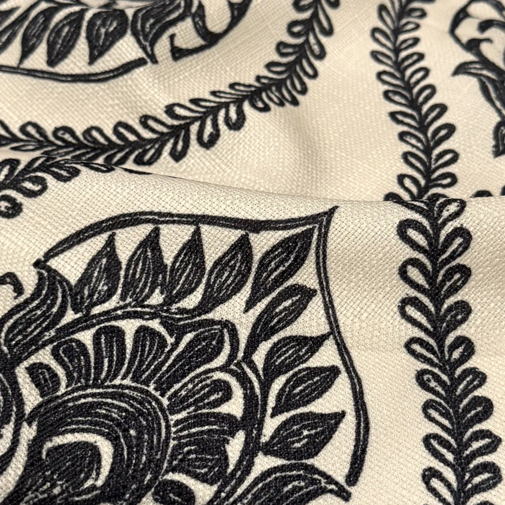Mayfair (Slub Print) Table Linen in Black / Taupe