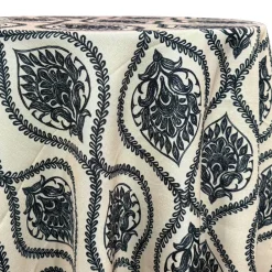 Mayfair (Slub Print) Table Linen in Black / Taupe