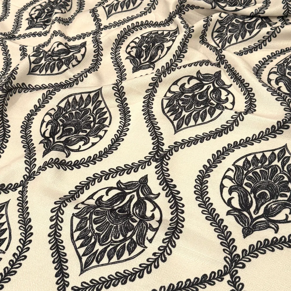 Mayfair (Slub Print) Table Napkin in Black / Taupe