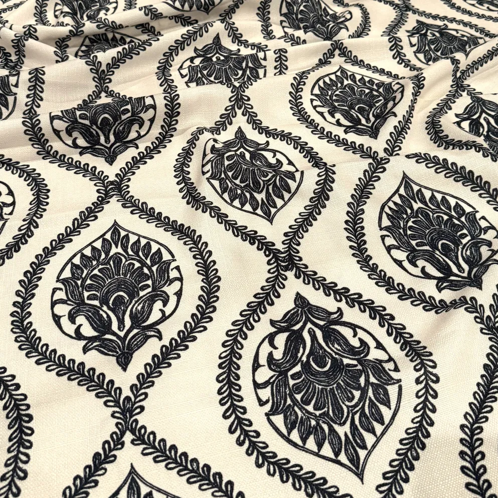 Mayfair (Slub Print) Table Napkin in Black / Taupe