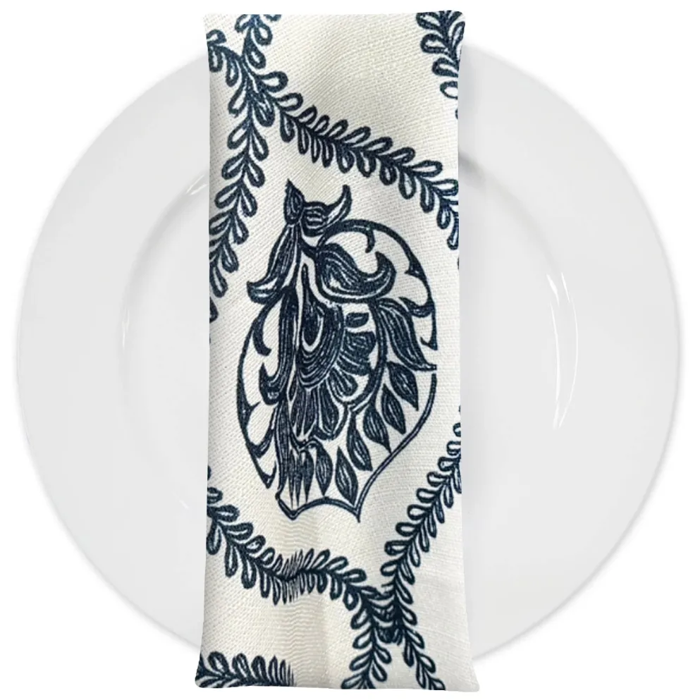 Mayfair (Slub Print) Table Napkin in Navy