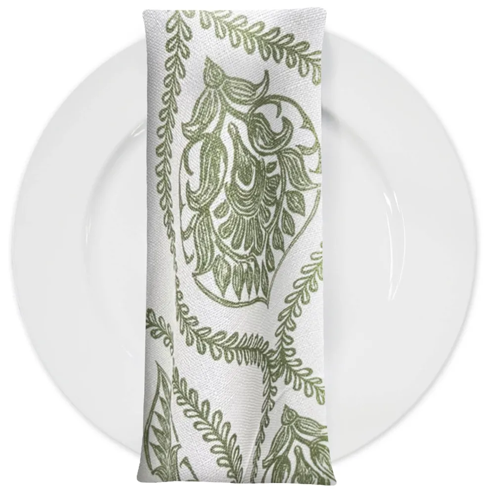 Mayfair (Slub Print) Table Napkin in Sage