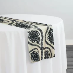 Mayfair (Slub Print) Table Runner in Black / Taupe