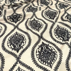 Mayfair (Slub Print) Table Runner in Black / Taupe