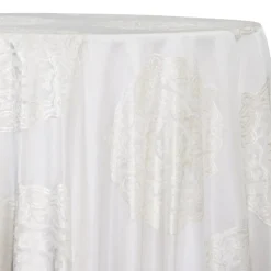 Medallion Jacquard Sheer Table Linen in Ivory