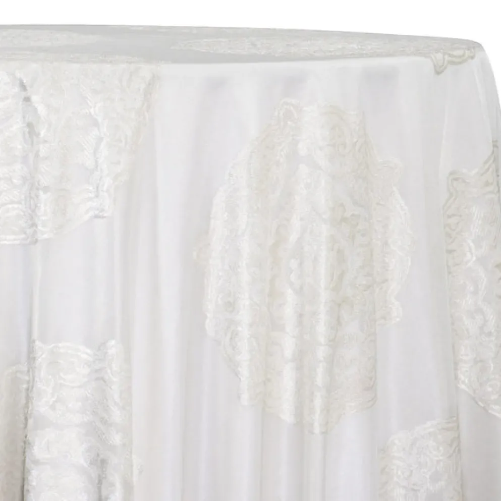 Medallion Jacquard Sheer Table Linen in Ivory