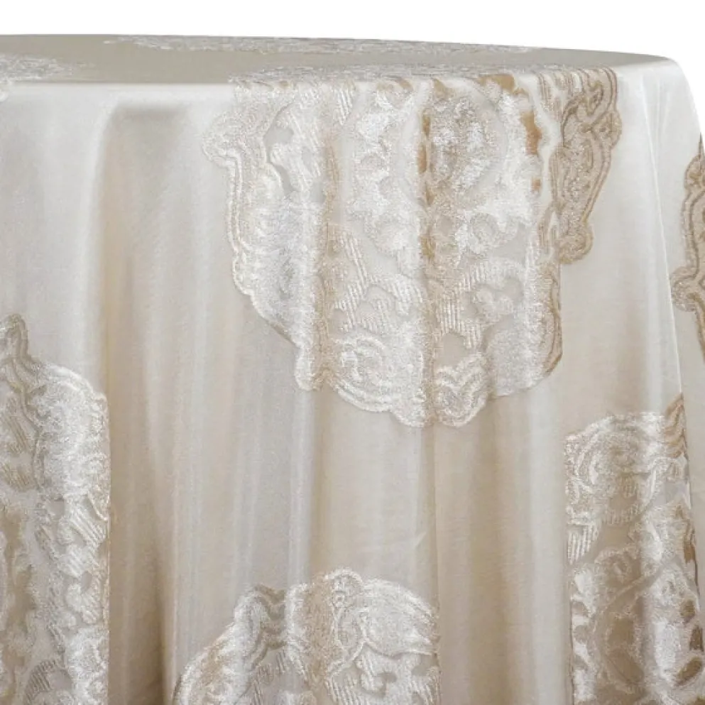 Medallion Jacquard Sheer Table Linen in Champagne