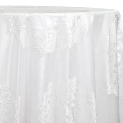Medallion Jacquard Sheer Table Linen in White