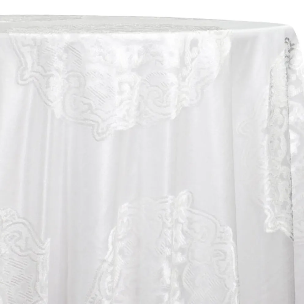 Medallion Jacquard Sheer Table Linen in White