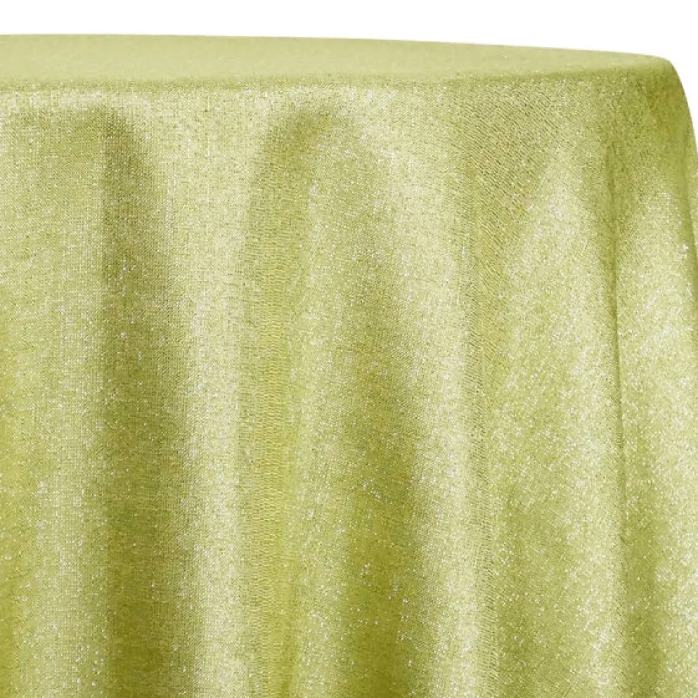 Metallic Burlap Table Linen in Sage/Silver