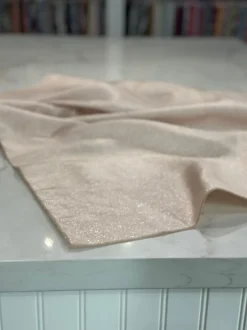 Metallic Burlap Table Linen in Champagne/Silver