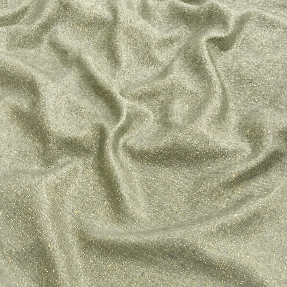 Metallic Burlap Table Linen in Sage/Gold