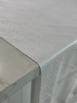 Metallic Burlap Table Linen in White/Silver