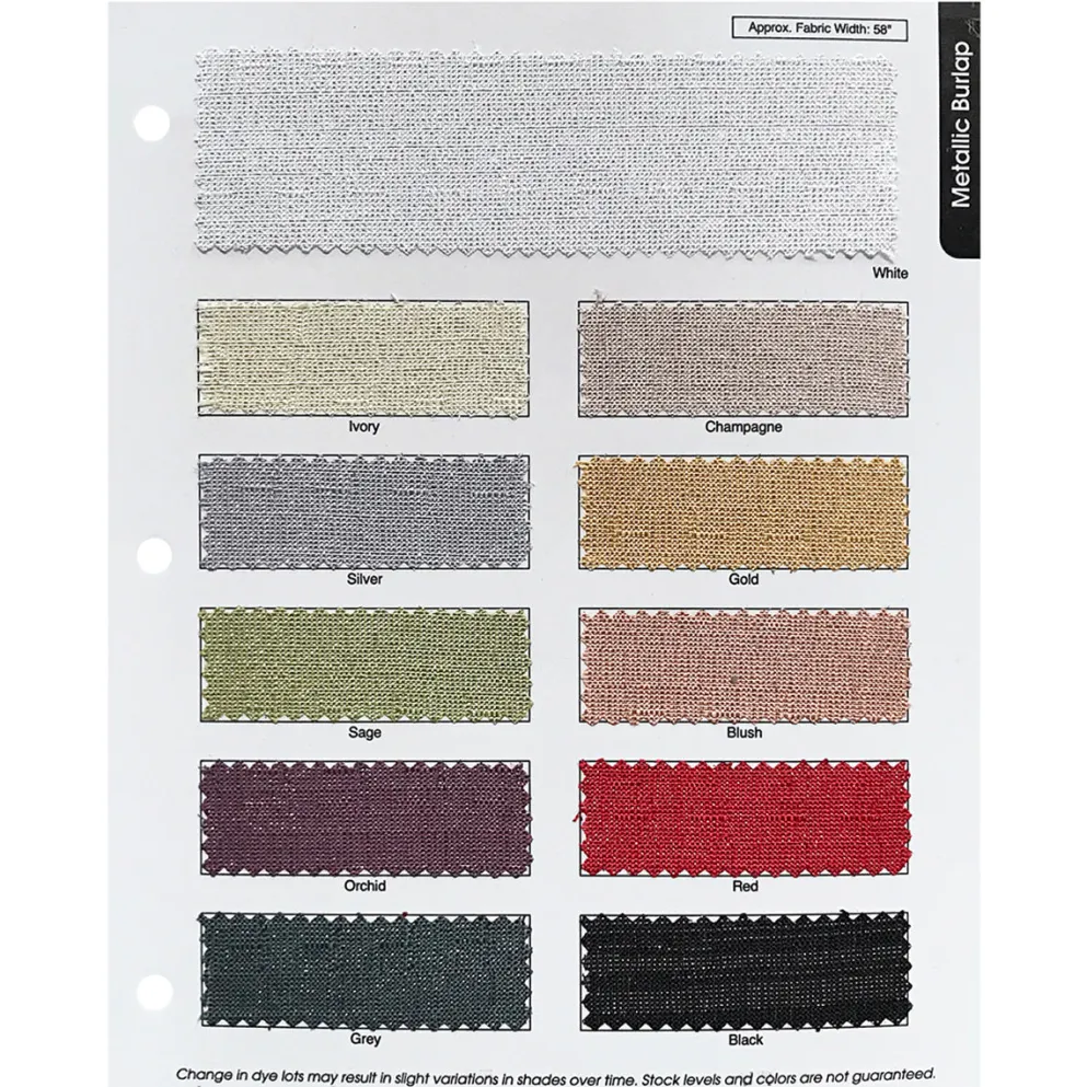 Metallic Burlap Table Linen in White/Silver
