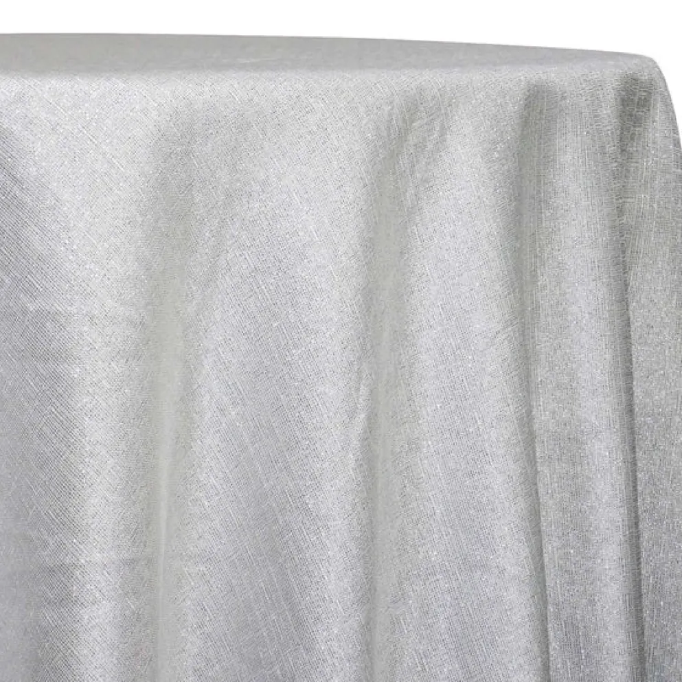 Metallic Burlap Table Linen in Silver/Silver