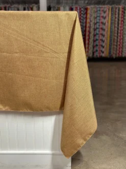 Metallic Burlap Table Linen in Gold/Gold