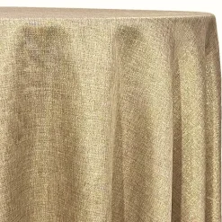 Metallic Burlap Table Linen in Khaki/Gold