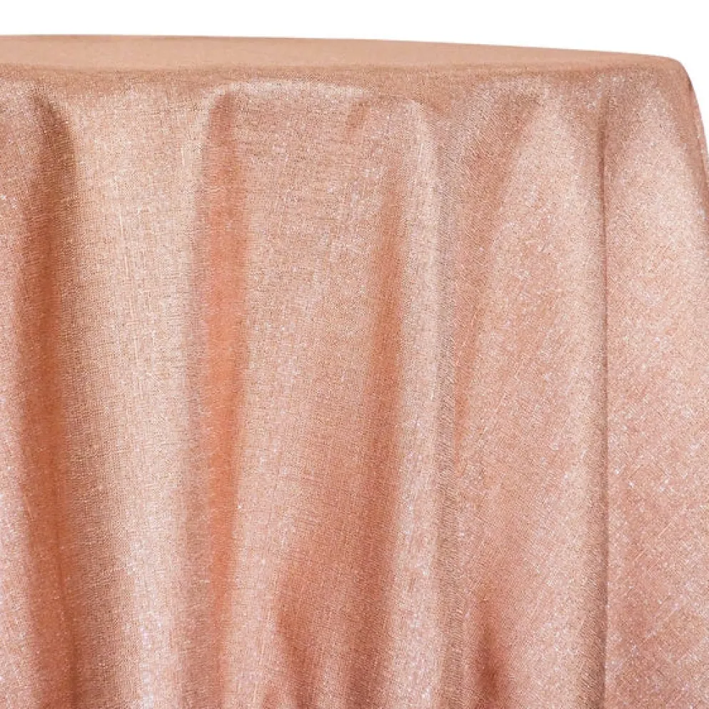 Metallic Burlap Table Linen in Blush/Silver