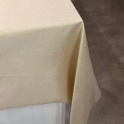 Metallic Burlap Table Linen in Beige/Gold