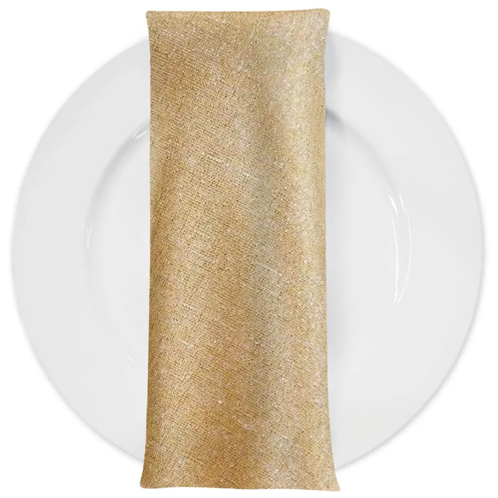 Metallic Burlap Table Napkins in Gold/Silver
