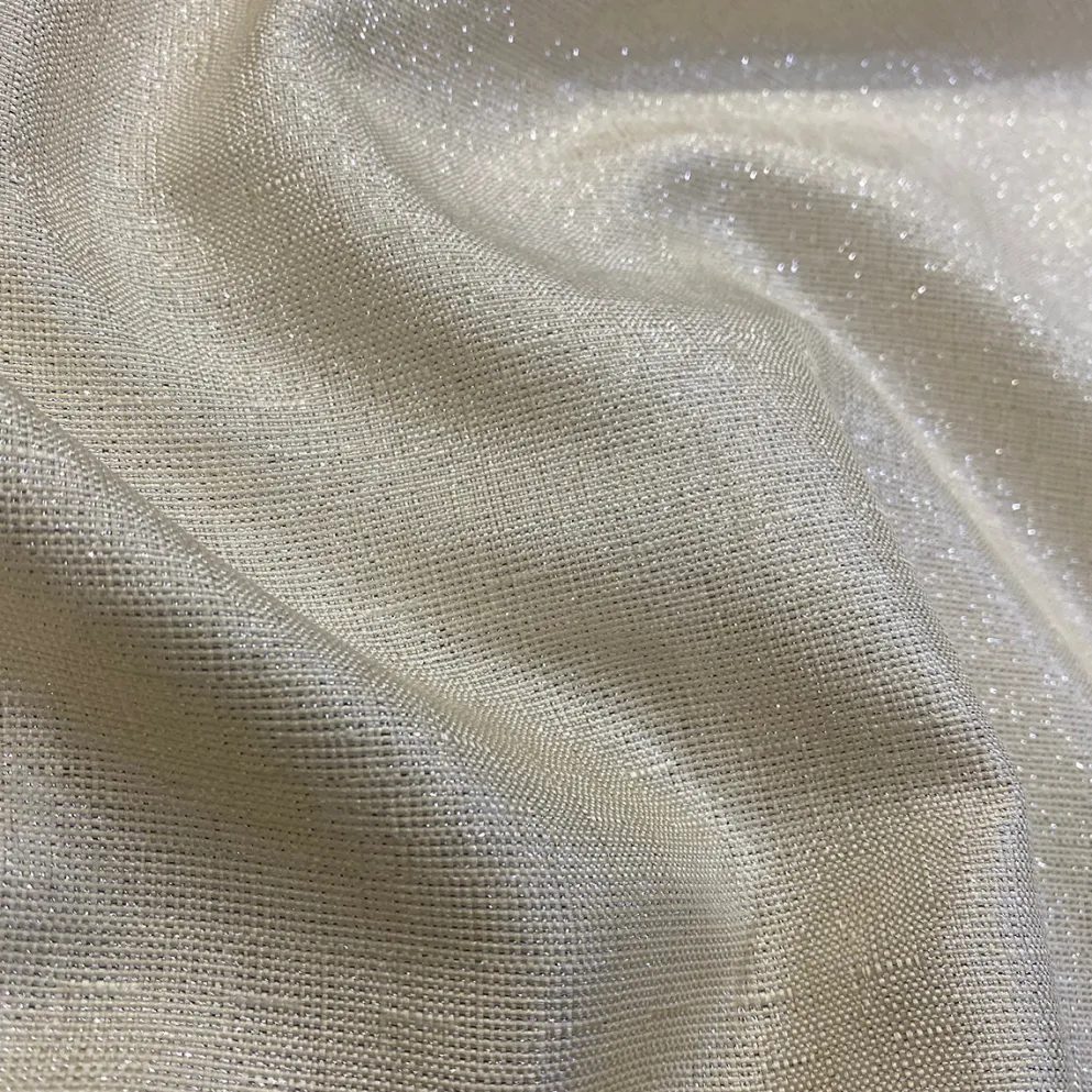 Metallic Burlap Table Runner in Ivory/Silver