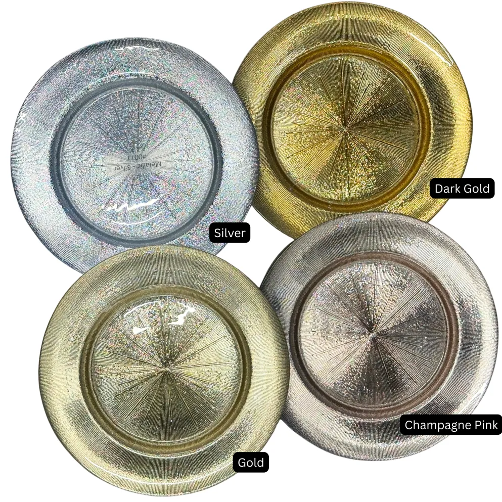 Metallic - Glass Charger Plate in Silver (Item # 0071)