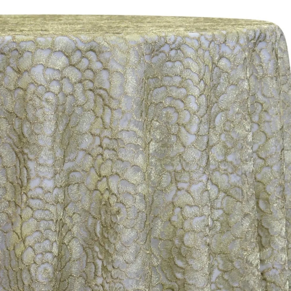 Metallic Rose Table Linen in Champagne