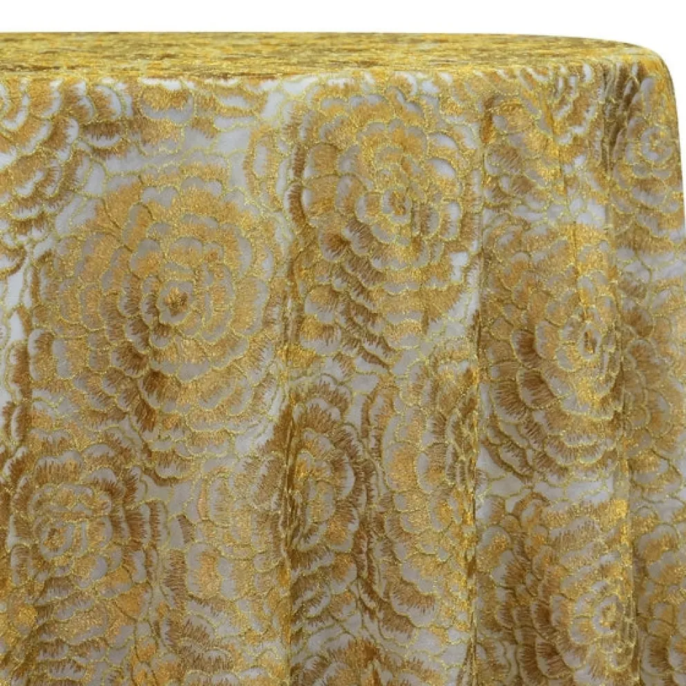 Metallic Rose Table Linen in Dk Gold