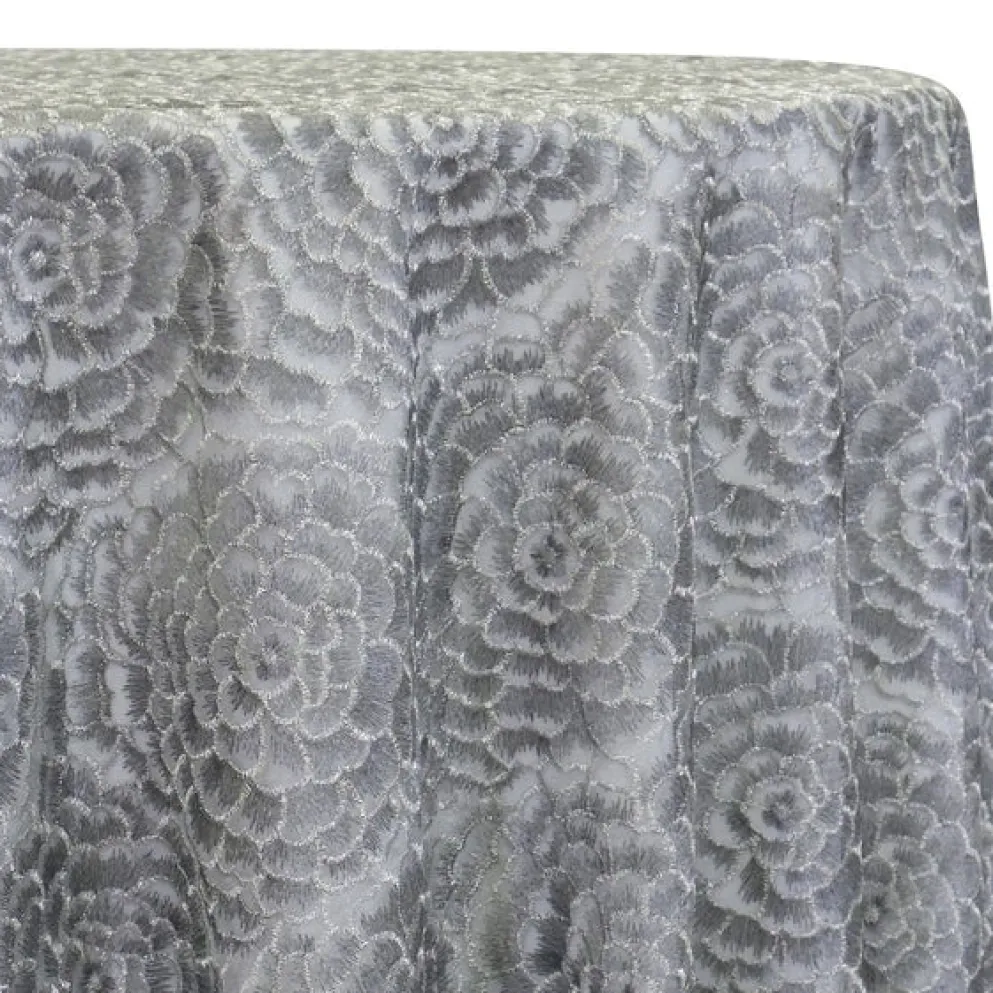 Metallic Rose Table Linen in Silver