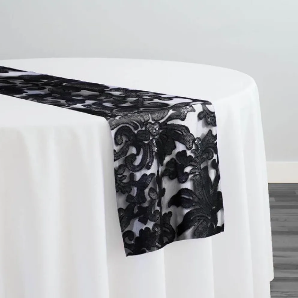 Milan Lace Table Runner in Black