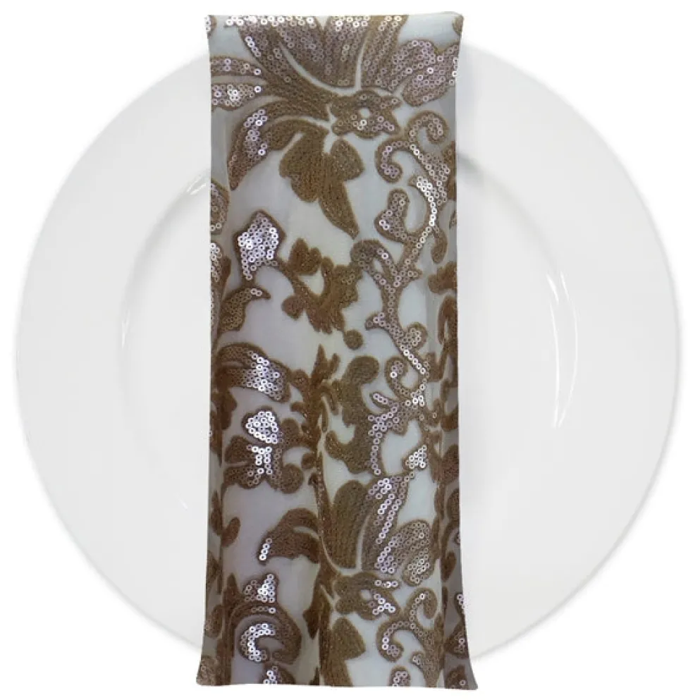 Milan Lace (w/ Poly Lining) Table Napkin in Champagne