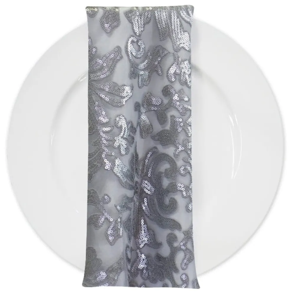 Milan Lace (w/ Poly Lining) Table Napkin in Silver
