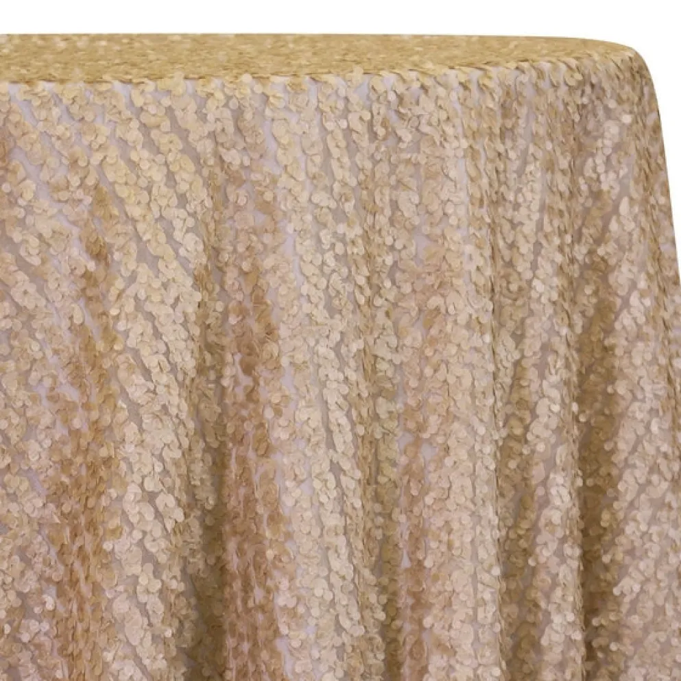Mini Petals On Mesh Table Linen in Champagne