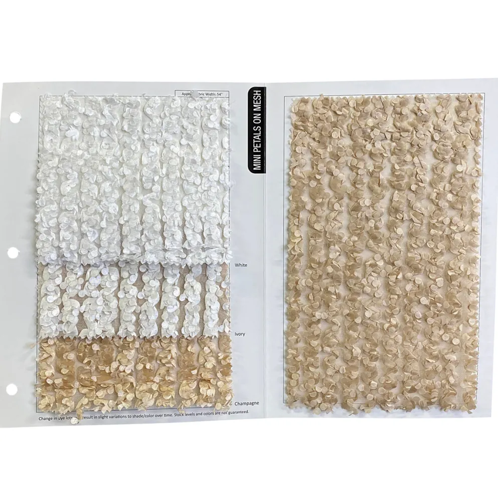Mini Petals On Mesh Table Runner in Champagne