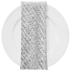 Mini Petals On Mesh (w/ Poly Lining) Table Napkin in White