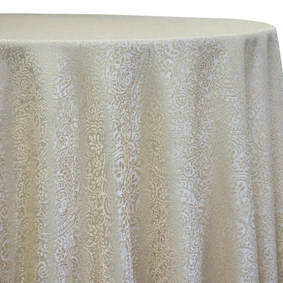 Miramar Jacquard Table Linen in Ivory and Gold