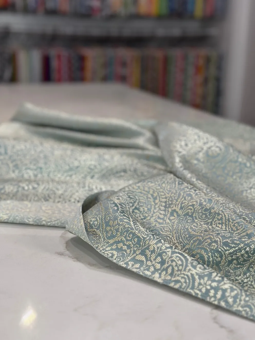 Miramar Jacquard Table Linen in Seafoam