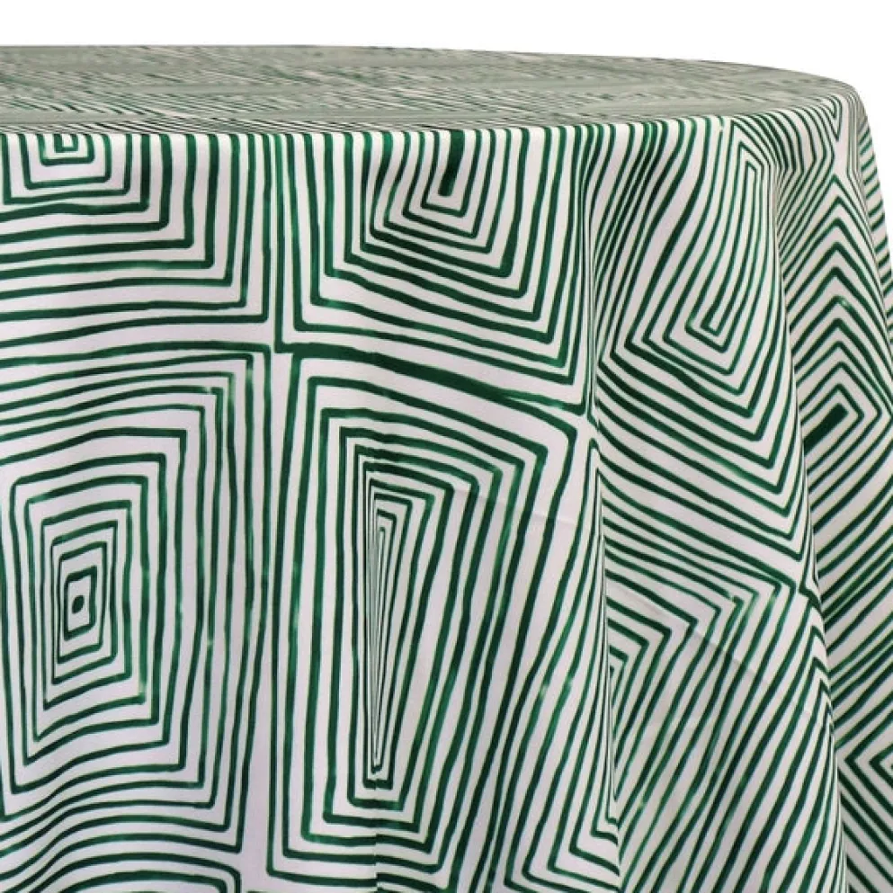Modena (Poly Print) Table Linen in Green