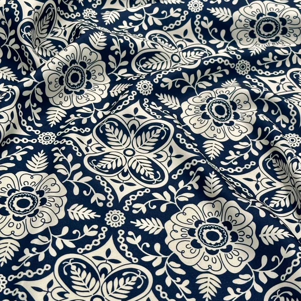 Morocco (Poly Print) Table Napkin in Navy