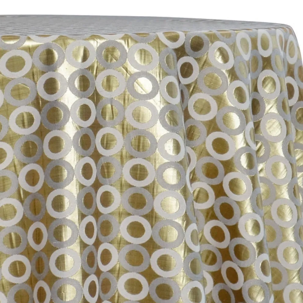 Mosaic Jacquard (Reversible) Table Linen in Ivory and Gold