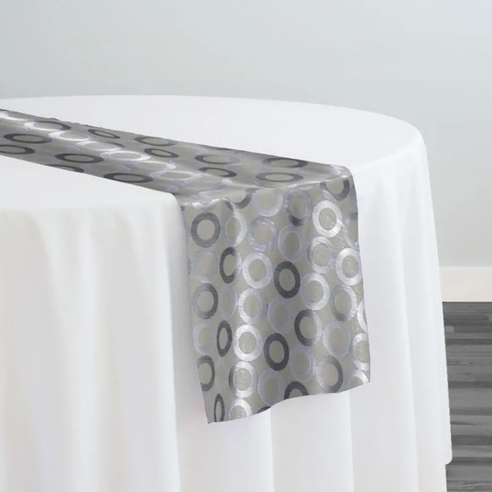 Mosaic Jacquard (Reversible) Table Runner in Ivory and Silver