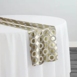 Mosaic Jacquard (Reversible) Table Runner in Ivory and Gold
